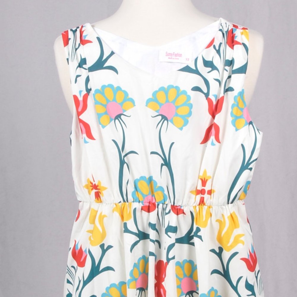 Sunny fashion,  Girls, Cream Floral A-Line Dress, Size 12 - Picture 5 of 6